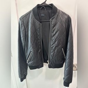 Brandy Melville Quilted Leather Bomber Jacket